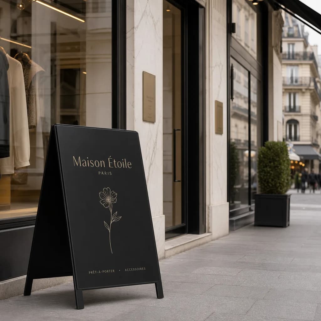 Boutique de luxe, rue calme