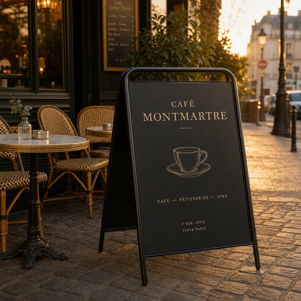 Terrasse de café, heure dorée